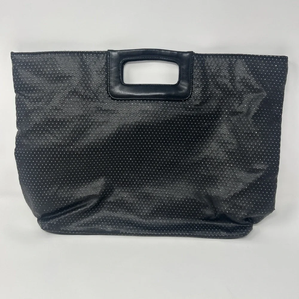 Victoria Secret Clutch Handbag Business Tote with Built in Handle Black Sparkle